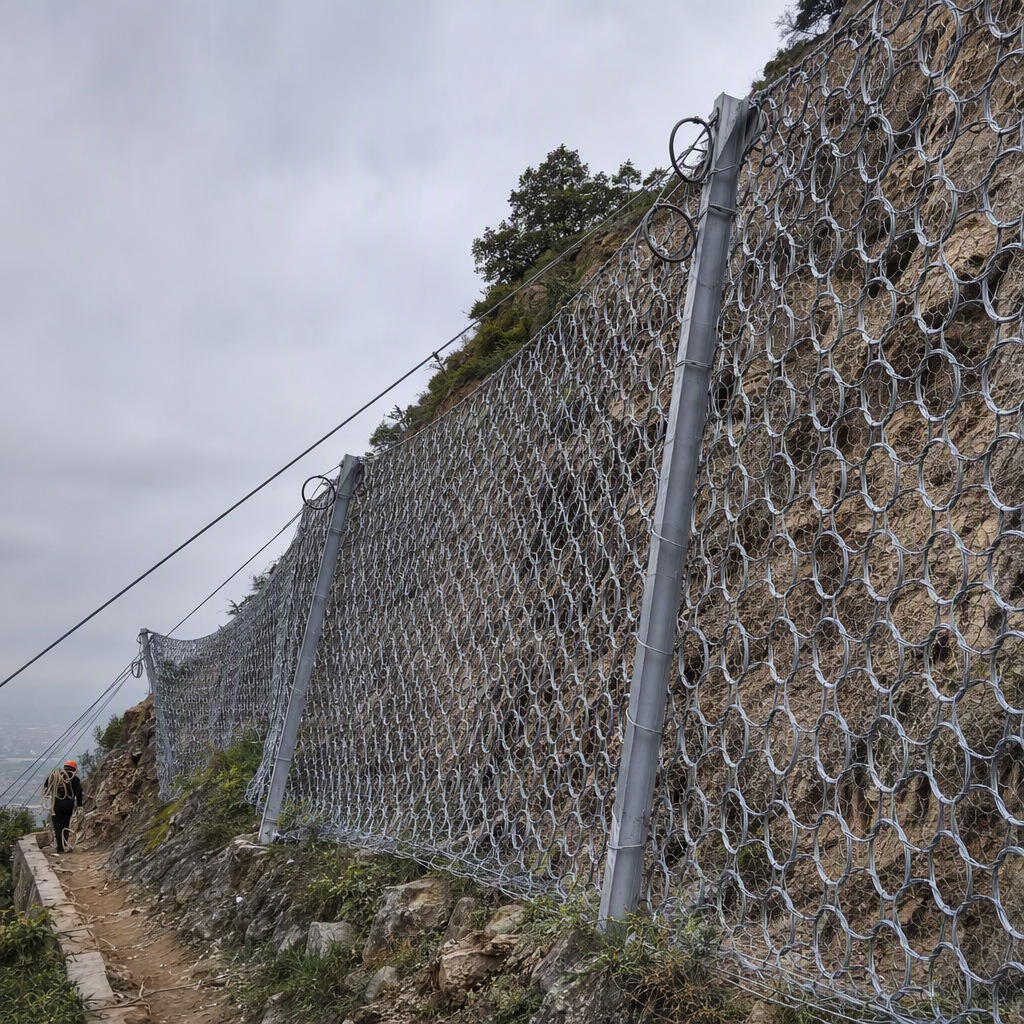 Passive Rockfall Barrier GL-100 (100kJ) Ring Net
